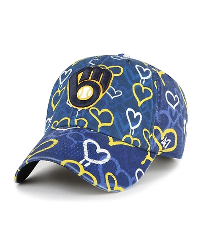 '47 Brand Big Girls Navy Milwaukee Brewers Mural Clean Up Adjustable Hat