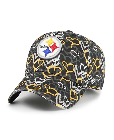 '47 Brand Girls Preschool Black Pittsburgh Steelers Mural Clean Up Adjustable Hat