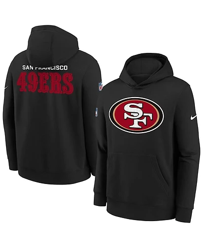 Nike Big Boys and Girls Black San Francisco 49ers Sideline Club Fleece Hoodie