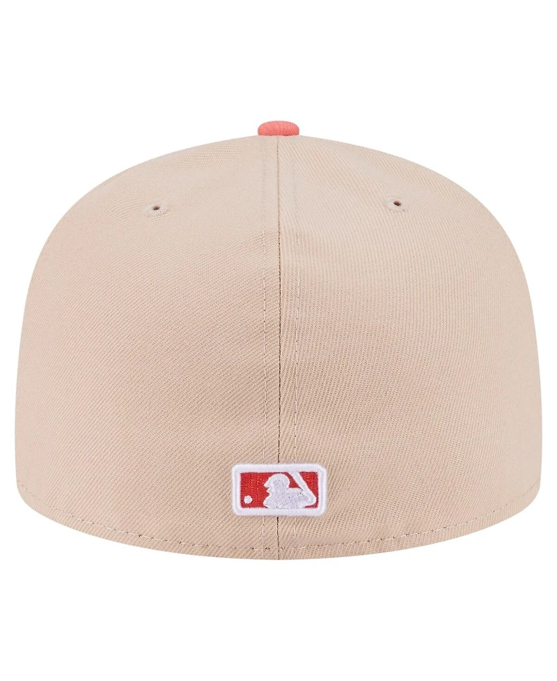 New Era Men's Light Beige/Coral Baltimore Orioles Two-Tone Color Pack A-Frame 59FIFTY Fitted Hat