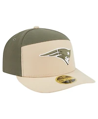 New Era Men's Light Beige/Olive England Patriots Two-Tone Color Pack Split Panel 59FIFTY Fitted Hat