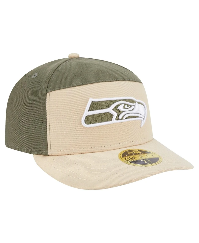 New Era Men's Light Beige/Olive Seattle Seahawks Two-Tone Color Pack Split Panel 59FIFTY Fitted Hat