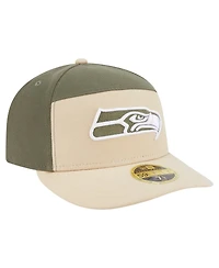 New Era Men's Light Beige/Olive Seattle Seahawks Two-Tone Color Pack Split Panel 59FIFTY Fitted Hat