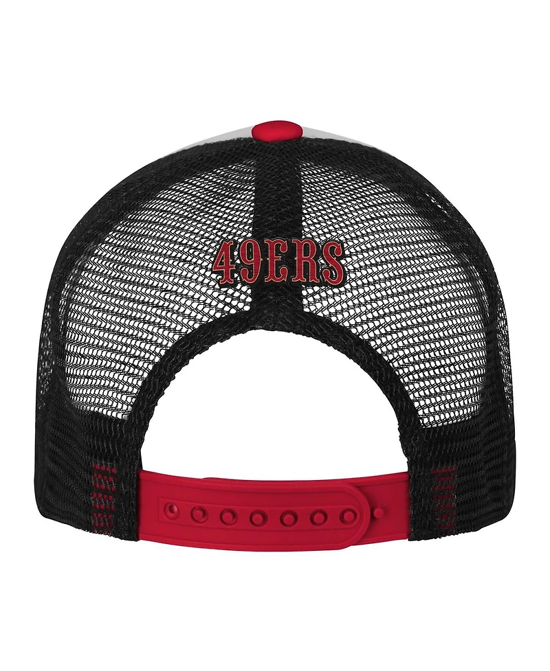 Outerstuff Big Boys and Girls White/Scarlet San Francisco 49ers Essentials Trucker Adjustable Hat