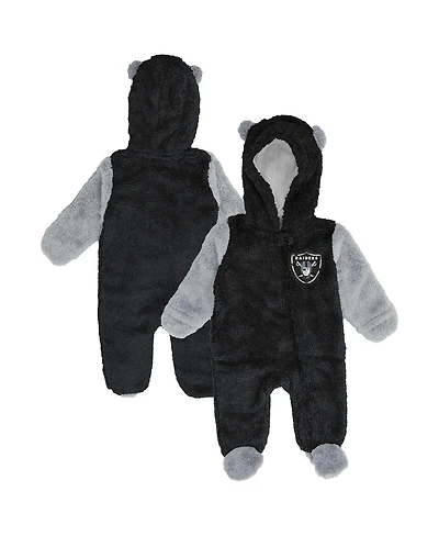 Outerstuff Baby Boys and Girls Black Las Vegas Raiders Stay Napping Fleece Bunting Full-zip Sleeper