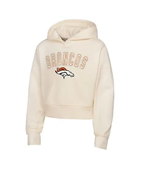 Outerstuff Big Girls Cream Denver Broncos Oversized Cropped Blitz Hoodie