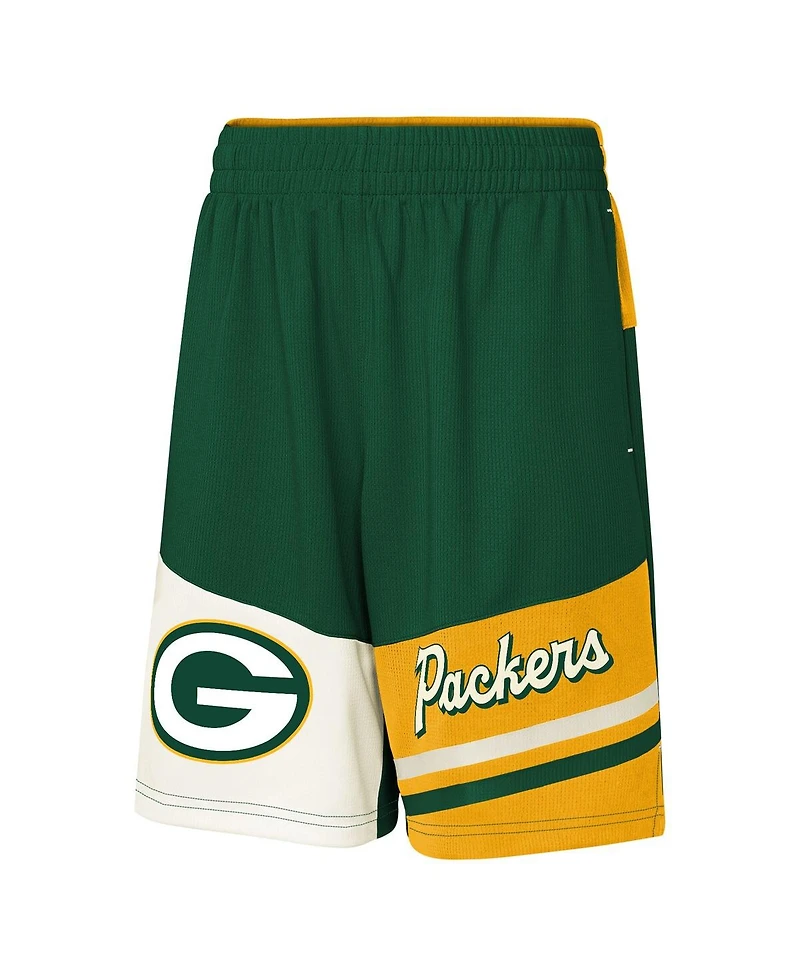 Outerstuff Big Boys and Girls Green Bay Packers Fandemonium Mesh Shorts