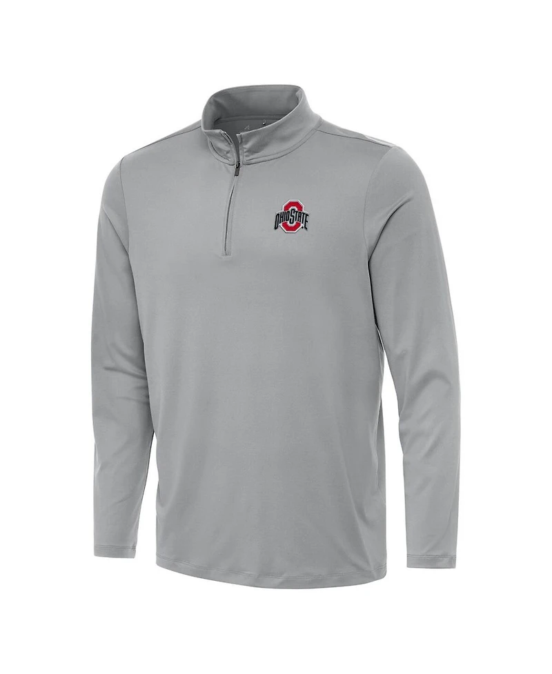 Antigua Men's Gray Ohio State Buckeyes Reprocess Quarter-Zip Hoodie
