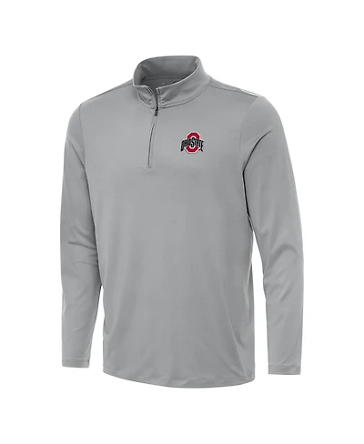 Antigua Men's Gray Ohio State Buckeyes Reprocess Quarter-Zip Hoodie