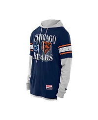 New Era Men's Navy Chicago Bears Twofer Layered Long Sleeve Hoodie T-Shirt