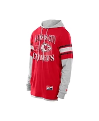 New Era Men's Red Kansas City Chiefs Twofer Layered Long Sleeve Hoodie T-Shirt