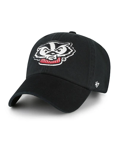 '47 Brand Big Boys and Girls Black Wisconsin Badgers Clean Up Adjustable Hat