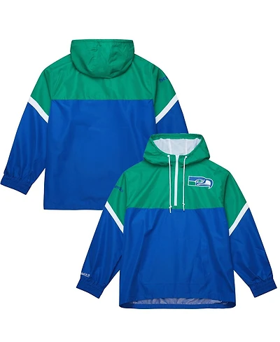 Mitchell & Ness Men's Green/Royal Seattle Seahawks Tie Breaker Vintage Logo Lightweight Anorak Half-zip Windbreaker