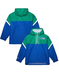 Mitchell & Ness Men's Green/Royal Seattle Seahawks Tie Breaker Vintage Logo Lightweight Anorak Half-Zip Windbreaker