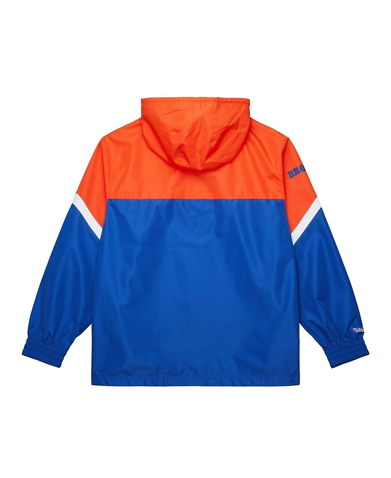 Mitchell & Ness Men's Orange/Royal Denver Broncos Tie Breaker Vintage Logo Lightweight Anorak Half-Zip Windbreaker