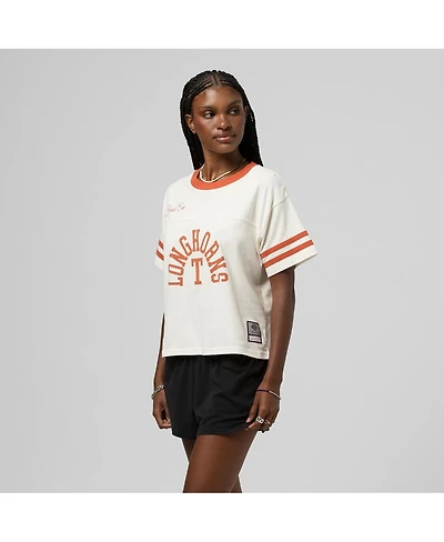 Mitchell & Ness Women's Cream Texas Longhorns Cropped Ringer T-Shirt