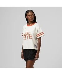 Mitchell & Ness Women's Cream Texas Longhorns Cropped Ringer T-Shirt