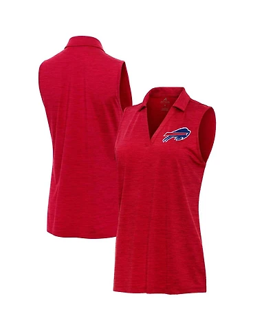 Antigua Women's Heather Red Buffalo Bills Layout Sleeveless V-Neck Polo Shirt