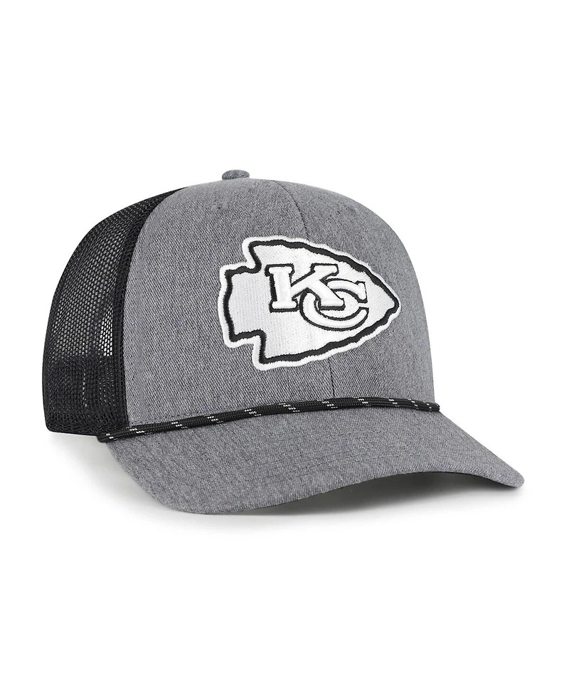 '47 Brand Men's Heather Charcoal Kansas City Chiefs Carbon Rope Trucker Adjustable Hat