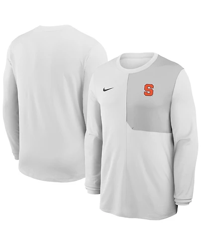 Nike Men's White Syracuse Orange 2025 Sideline Coach Uv Dri-fit Long Sleeve Shirt