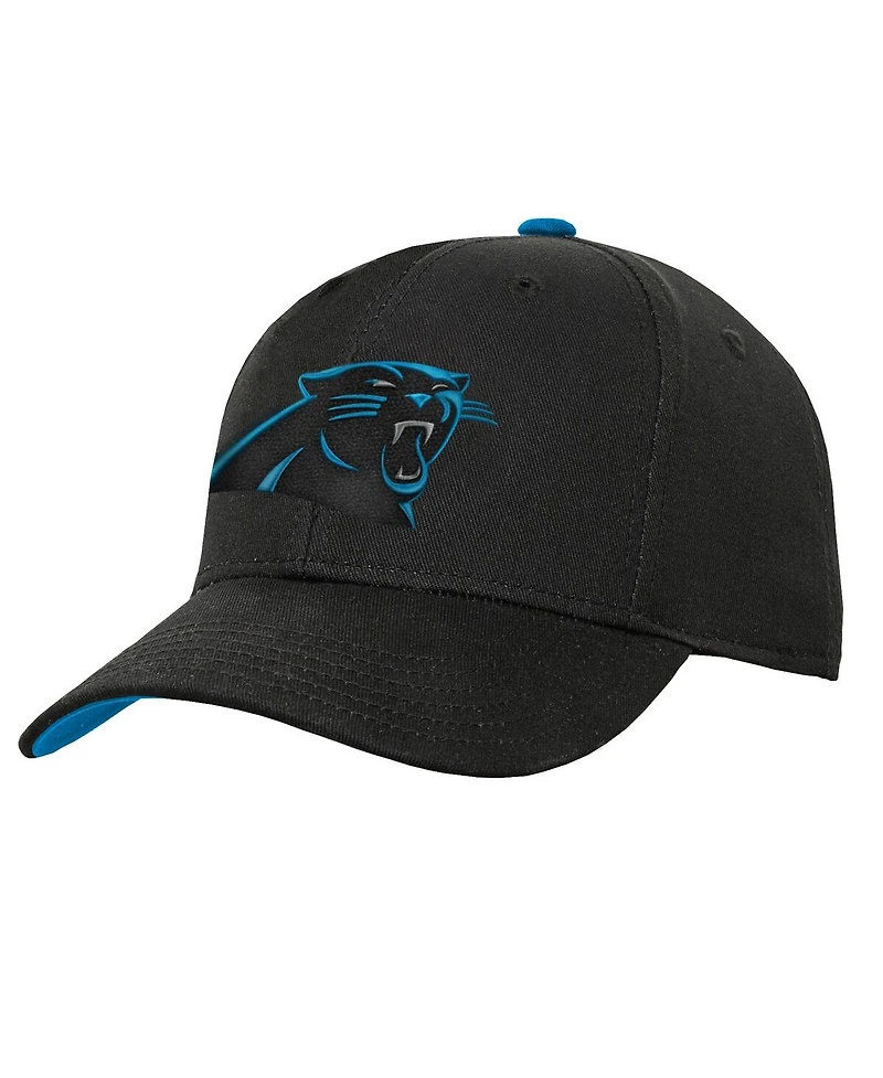 Outerstuff Big Boys and Girls Black Carolina Panthers Team Pre-Curved Adjustable Hat