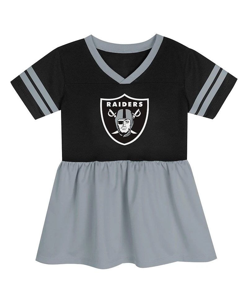 Outerstuff Girls Toddler Black Las Vegas Raiders Stadium Lights Fashion Jersey Dress