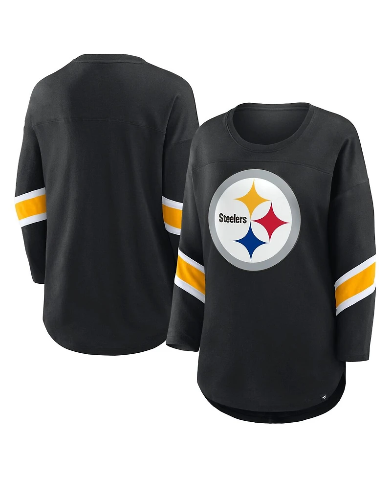 Fanatics Women's Black Pittsburgh Steelers Plus Redzone 3/4-Sleeve T-Shirt