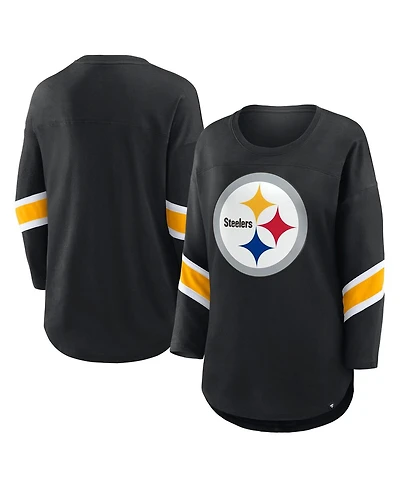 Fanatics Women's Black Pittsburgh Steelers Plus Redzone 3/4-Sleeve T-Shirt