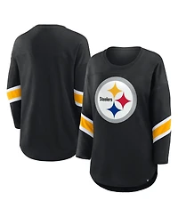 Fanatics Women's Black Pittsburgh Steelers Plus Redzone 3/4-Sleeve T-Shirt