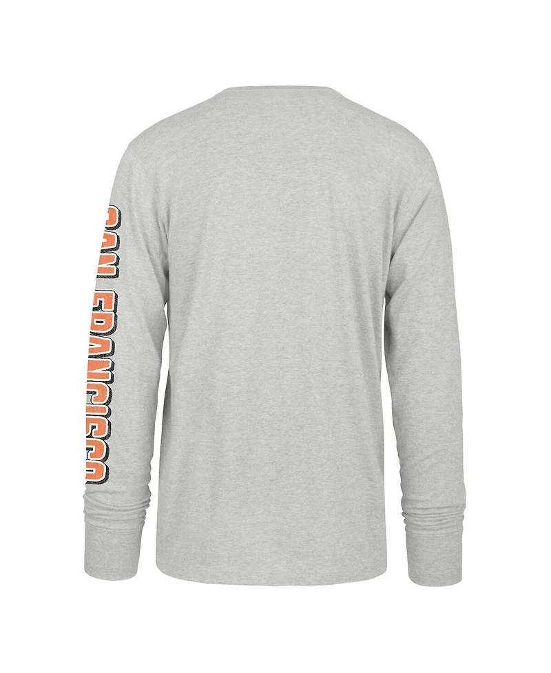 47 Brand Men's Gray San Francisco Giants Big Tall Distressed Franklin Long Sleeve T-Shirt