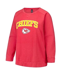Profile Women's Red Kansas City Chiefs Acid Wash Raglan Pullover Sweatshirt