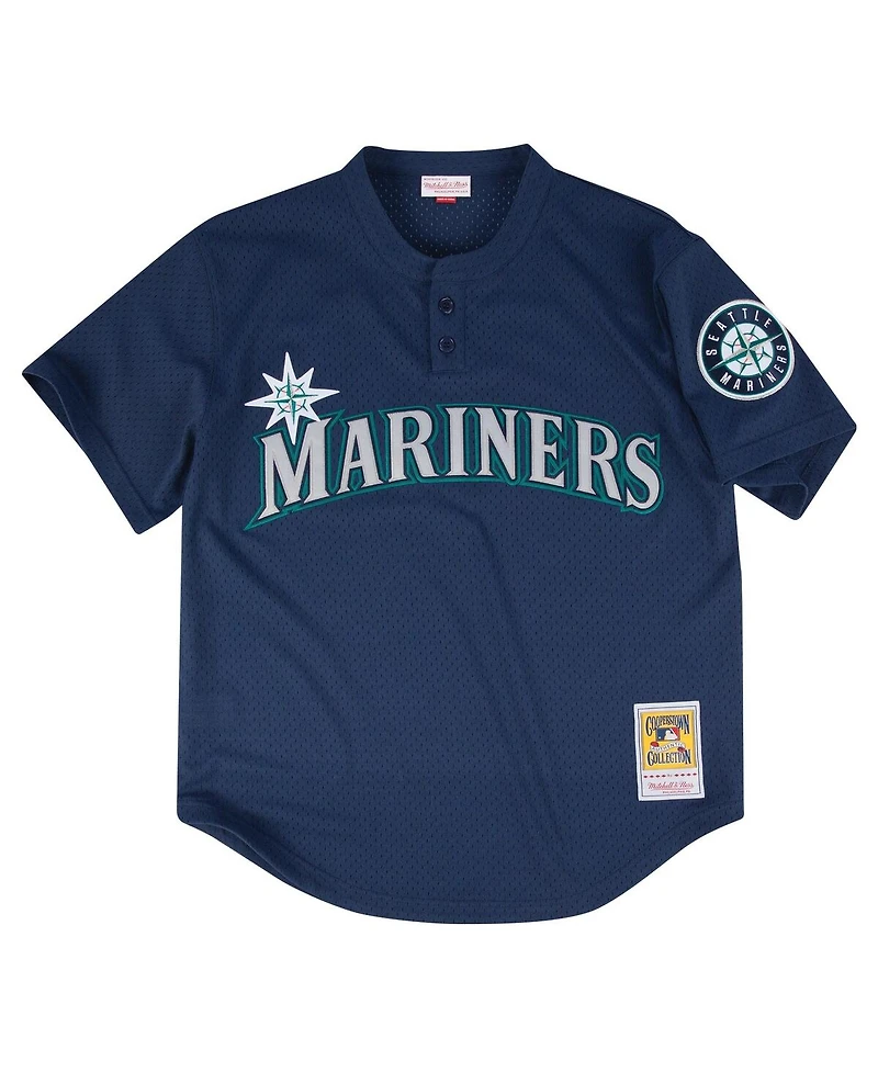 Mitchell & Ness Men's Profile Navy Seattle Mariners Big Tall Cooperstown Collection Mesh Batting Practice Jersey