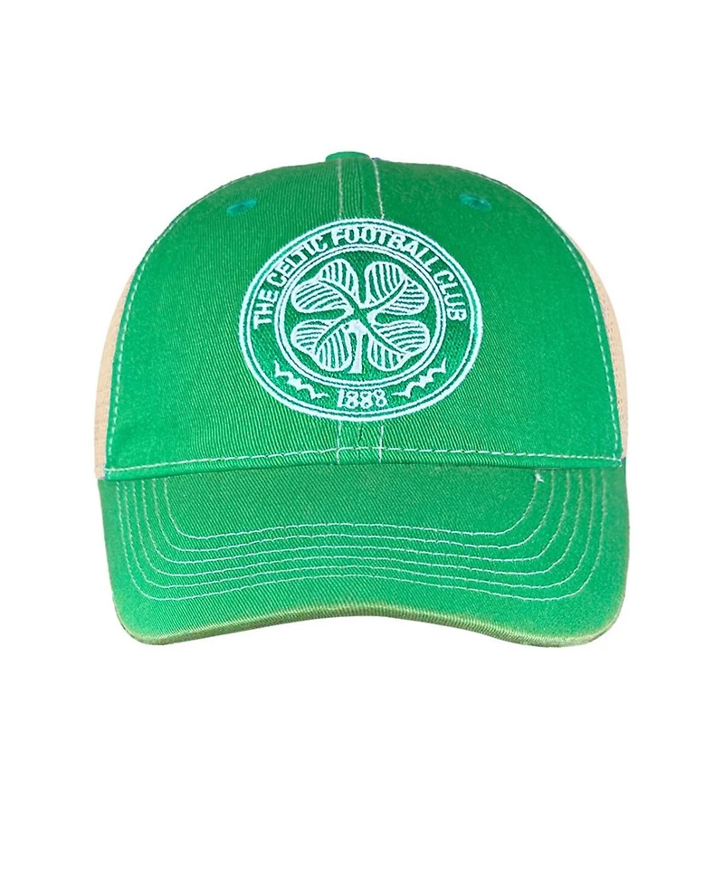 1863FC Men's Green Celtic Tea Washed Vintage Trucker Adjustable Hat