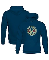 1863FC Big Boys and Girls Navy Club America Color Badge Fleece Pullover Hoodie