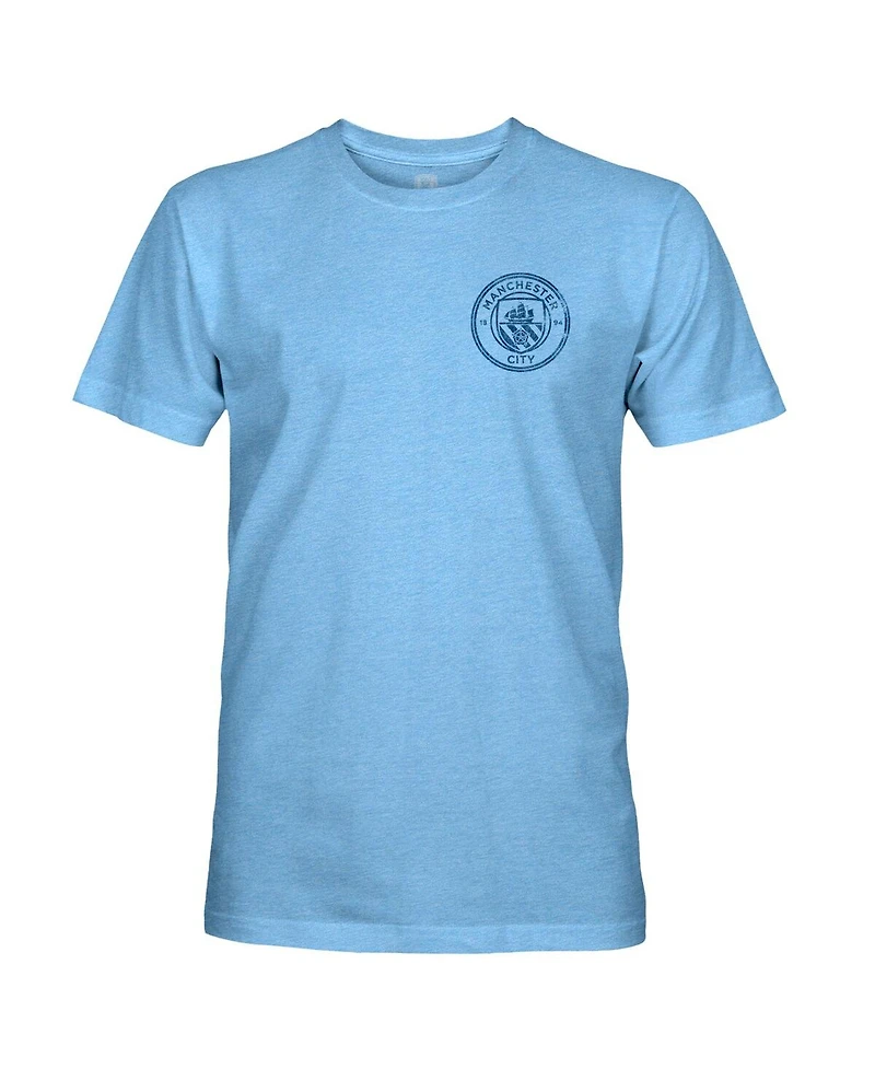 1863FC Men's Sky Blue Manchester City Mono Badge Retro Tri-Blend T-Shirt