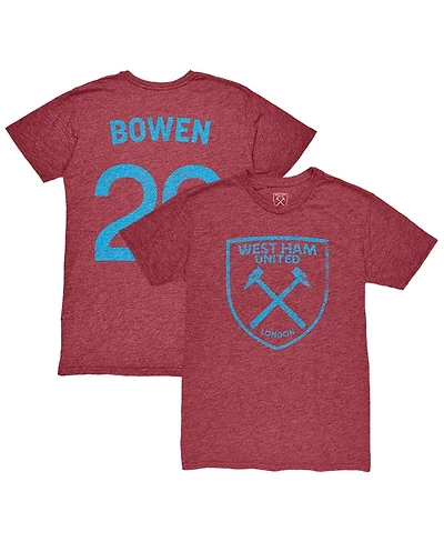 1863FC Men's Jarrod Bowen Claret West Ham United Player Name Number Twisted Tri-Blend Slub T-Shirt