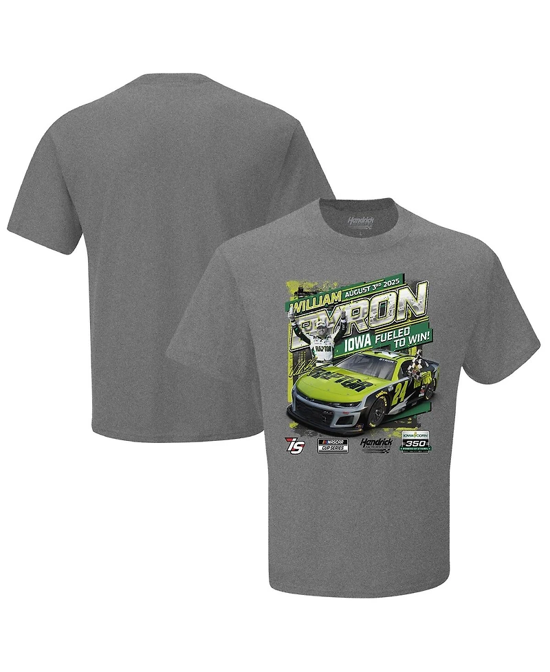 Hendrick Motorsports Team Collection Men's Checkered Flag Sports Heather Charcoal William Byron 2025 Iowa Corn 350 Race Winner T-Shirt