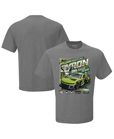 Hendrick Motorsports Team Collection Men's Checkered Flag Sports Heather Charcoal William Byron 2025 Iowa Corn 350 Race Winner T-Shirt