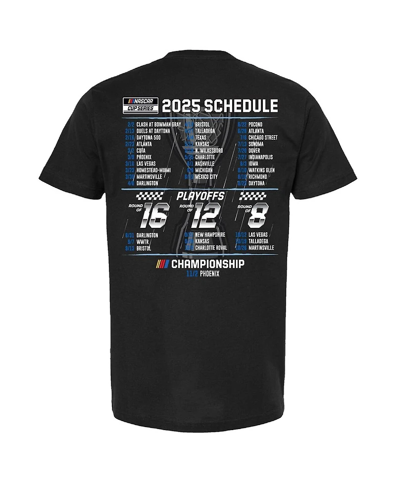 Checkered Flag Sports Men's Black Ross Chastain 2025 Nascar Cup Series Schedule T-Shirt
