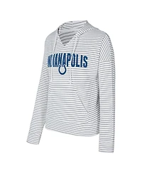 Concepts Sport Women's White/Gray Indianapolis Colts Liftoff Striped V-Neck Hoodie