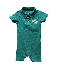 Wes & Willy Baby Boys and Girls Aqua Miami Dolphins Short Leg Cloudy Yarn Polo Bodysuit