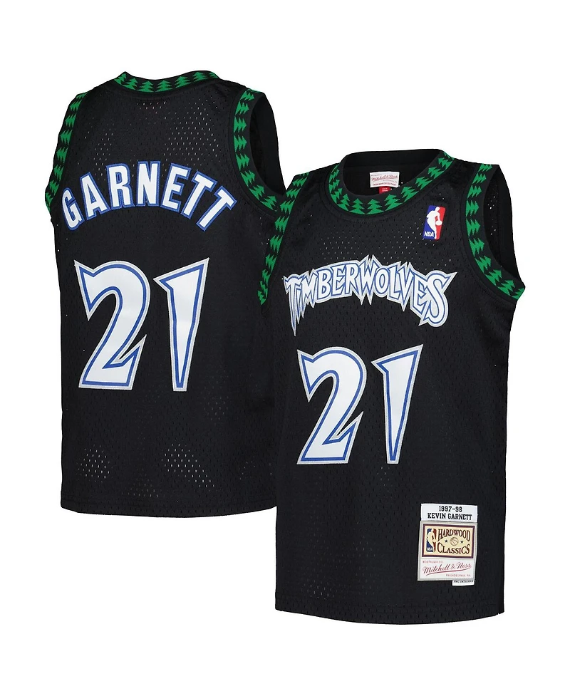 Mitchell & Ness Big Boys and Girls Kevin Garnett Black Minnesota Timberwolves 1997/98 Hardwood Classics Swingman Jersey