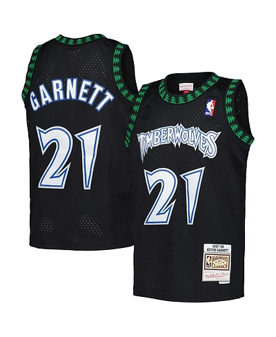 Mitchell & Ness Big Boys and Girls Kevin Garnett Black Minnesota Timberwolves 1997/98 Hardwood Classics Swingman Jersey