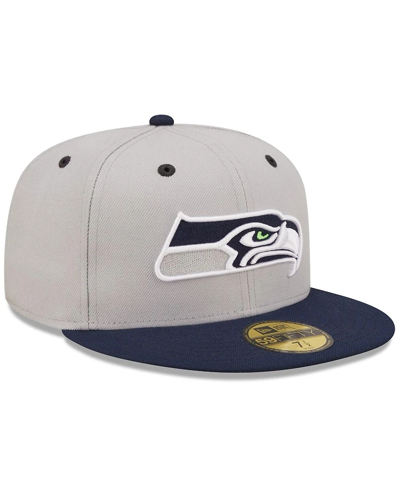 New Era Men's Gray/Navy Seattle Seahawks Flipside 2Tone 59FIFTY Fitted Hat