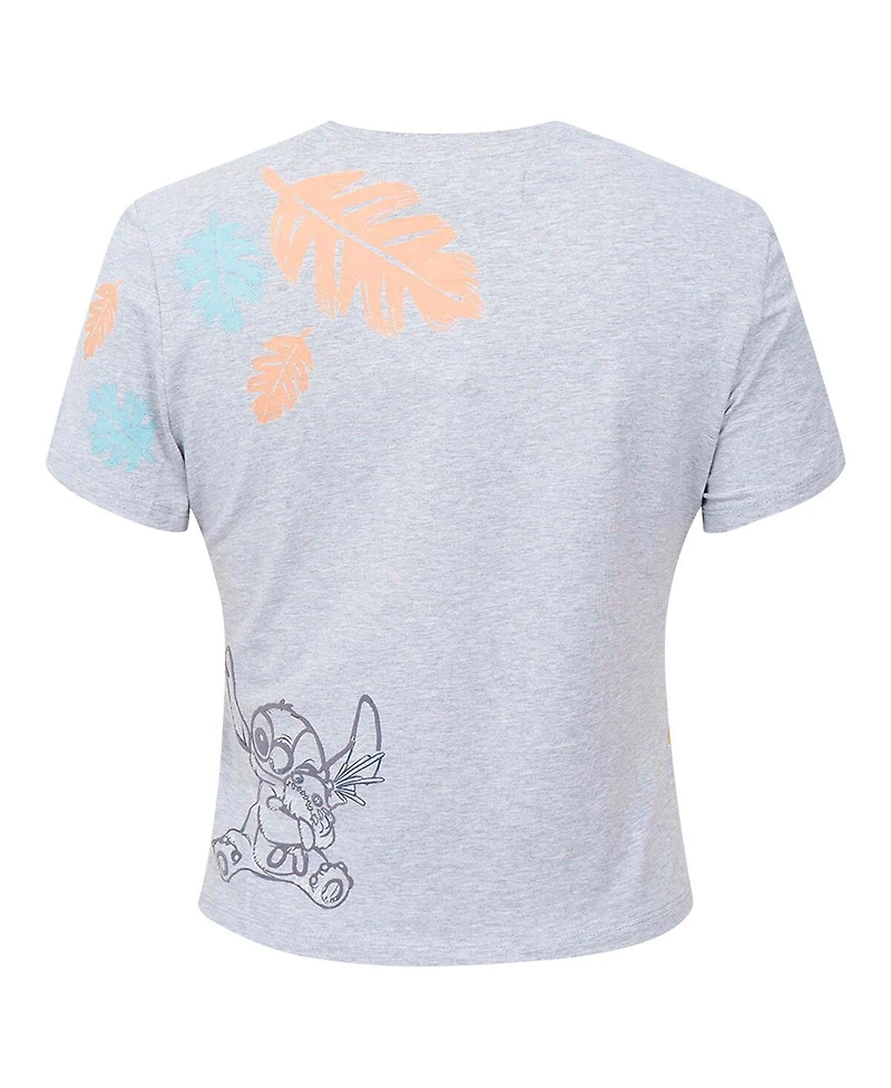 Freeze Max Women's Heather Gray Lilo and Stitch Hold On Tight Baby Doll T-Shirt