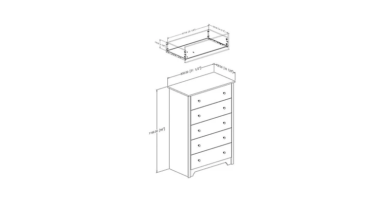 5-Drawer Bedroom Chest of Drawers with Metal Knobs for Stylish Bedroom Storage and Organization