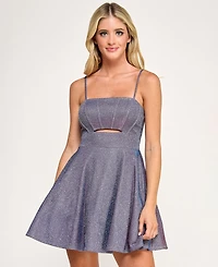 City Studios Juniors' Glitter Sleeveless Fit & Flare Mini Dress