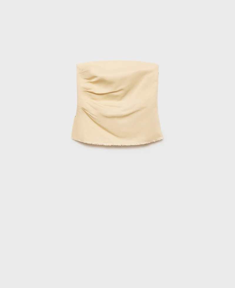 Mango Women's Strapless Linen-Blend Top