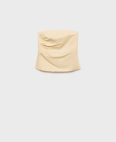 Mango Women's Strapless Linen-Blend Top
