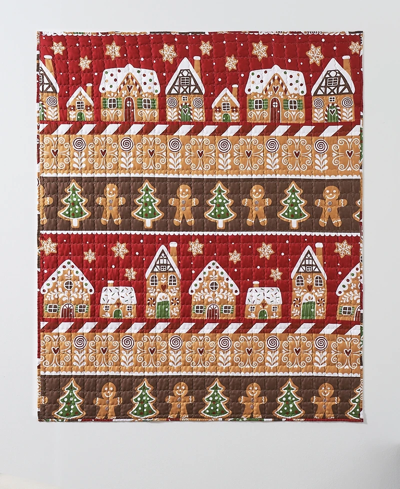 Greenland Home Fashions Gingerbread Lane Novelty Holiday Reversible Throw, 50" x 60"